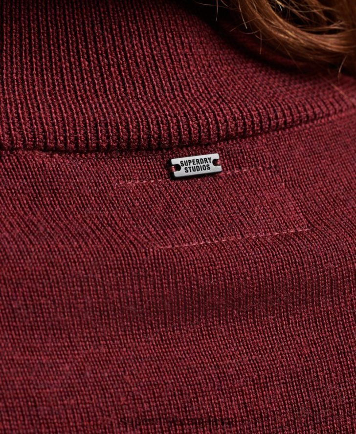 Superdry ženy merino pletené šaty 6B4ZTR2483 oblečenie červená