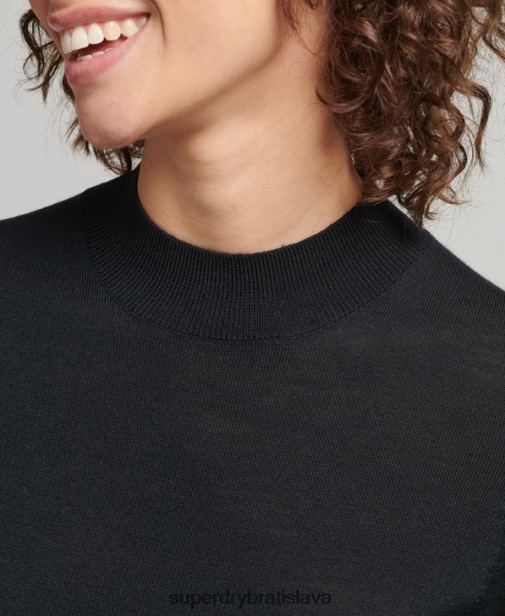 Superdry ženy merino pletené šaty 6B4ZTR2508 oblečenie čierna
