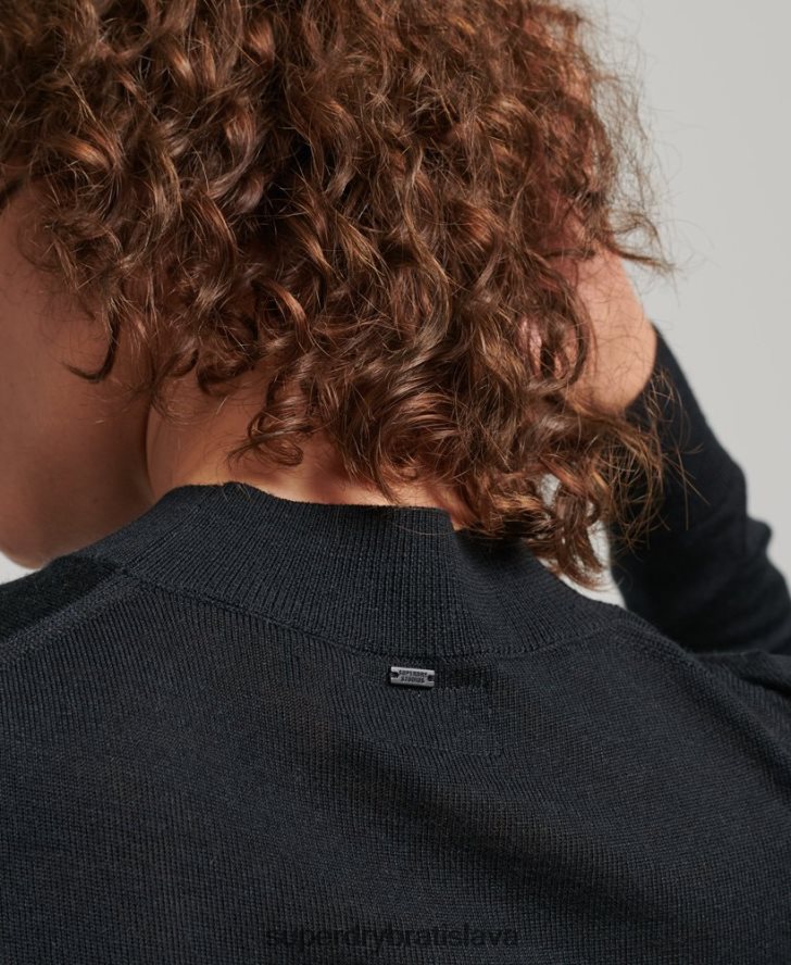 Superdry ženy merino pletené šaty 6B4ZTR2508 oblečenie čierna