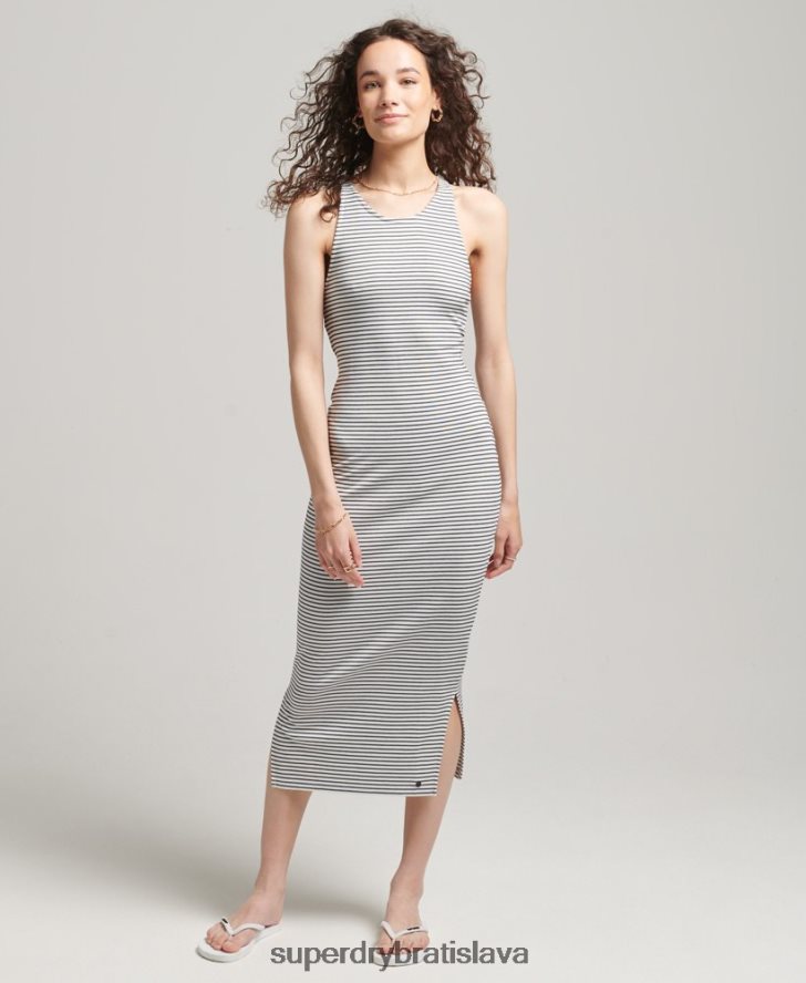 Superdry ženy midi šaty na ramienka 6B4ZTR2530 oblečenie biely