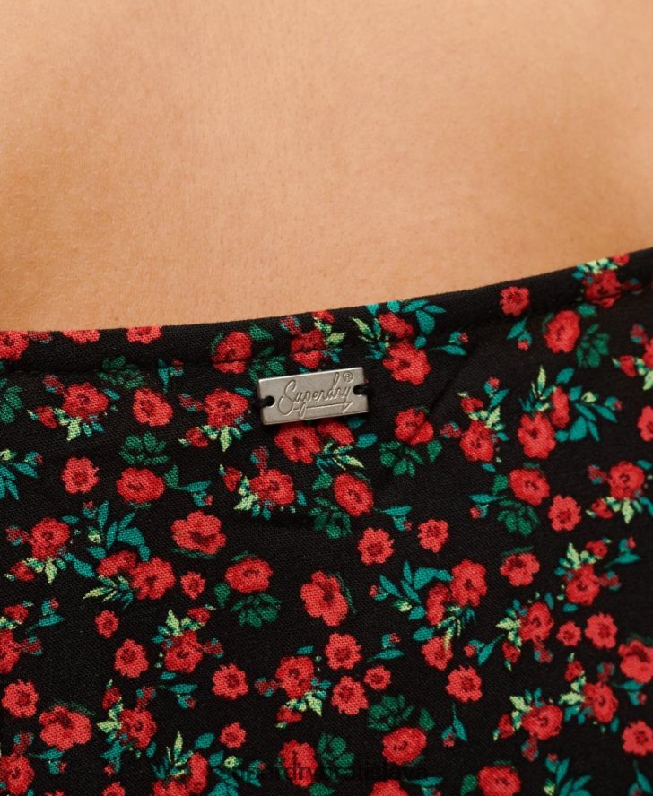 Superdry ženy midi šaty s potlačou na gombíky 6B4ZTR1987 oblečenie čierna