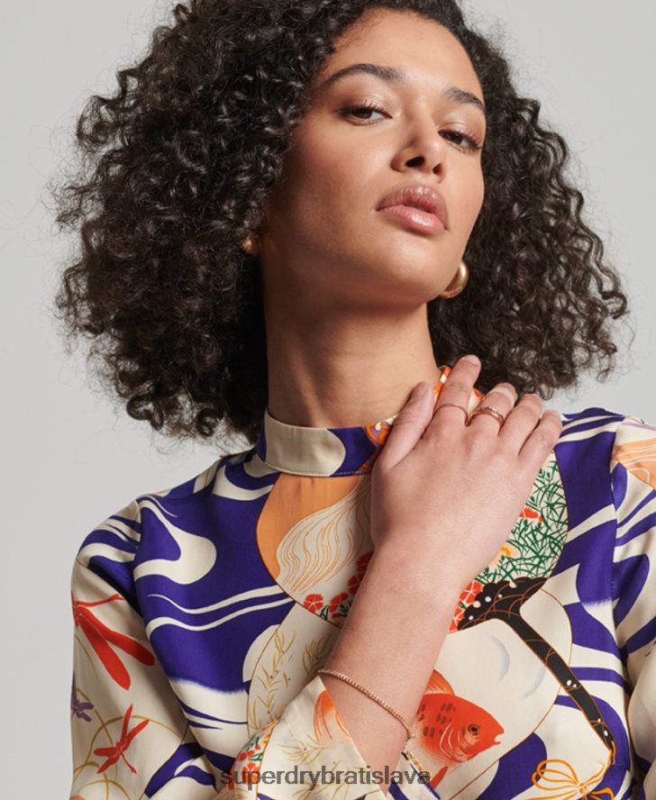 Superdry ženy minišaty s dlhým rukávom s potlačou 6B4ZTR2467 oblečenie multi