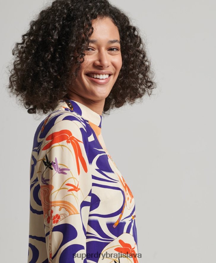 Superdry ženy minišaty s dlhým rukávom s potlačou 6B4ZTR2467 oblečenie multi
