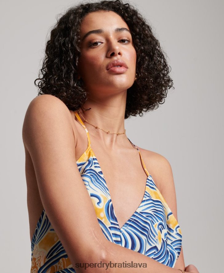 Superdry ženy mini šaty s potlačou 6B4ZTR2405 oblečenie zlato