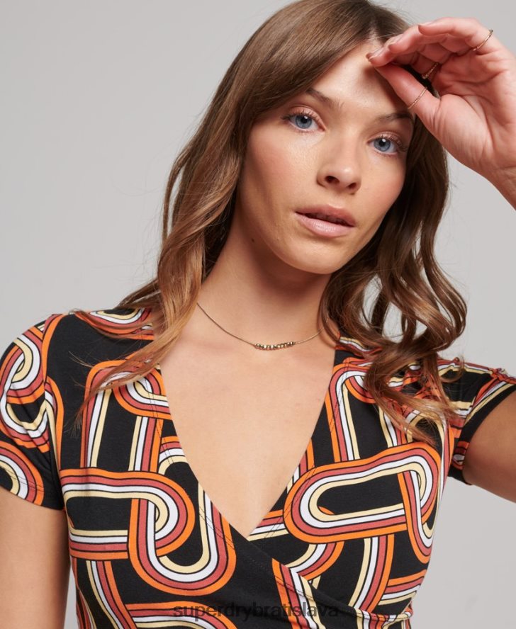 Superdry ženy mini denné šaty s potlačou 6B4ZTR2384 oblečenie čierna