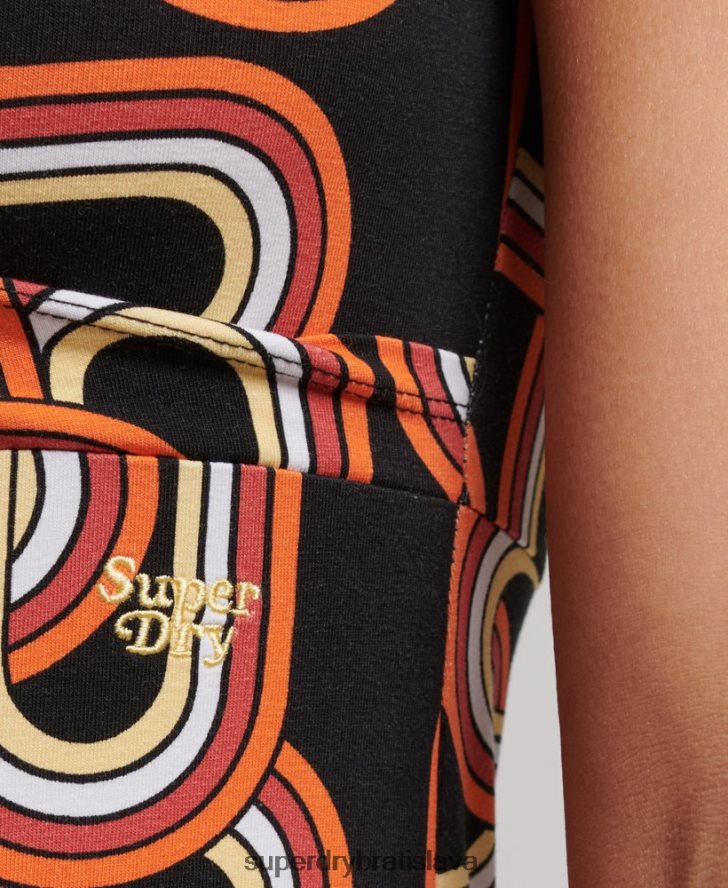 Superdry ženy mini denné šaty s potlačou 6B4ZTR2384 oblečenie čierna