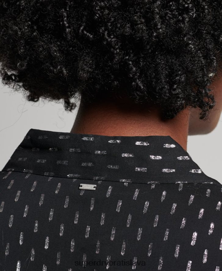 Superdry ženy mini košeľové šaty s potlačou 6B4ZTR2468 oblečenie čierna