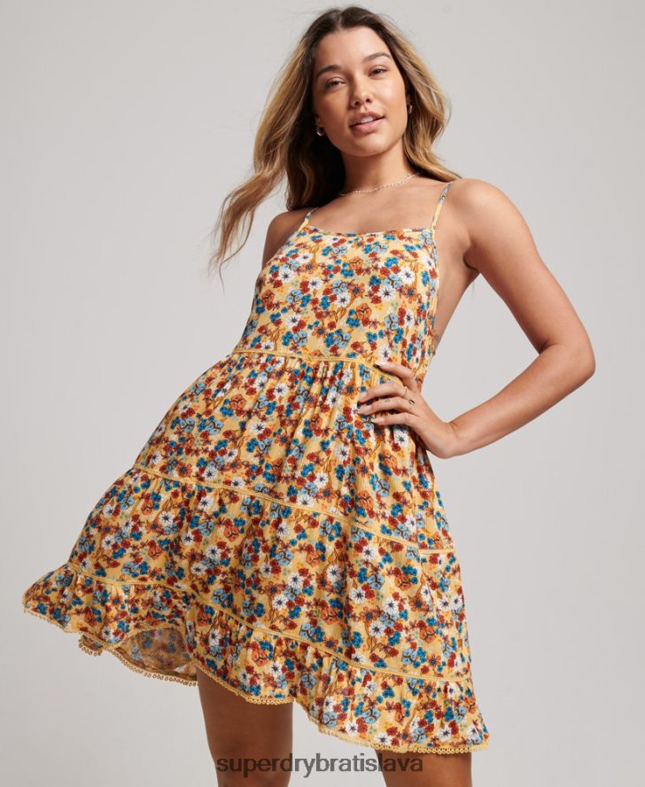 Superdry ženy mini plážové cami šaty 6B4ZTR2363 oblečenie žltá