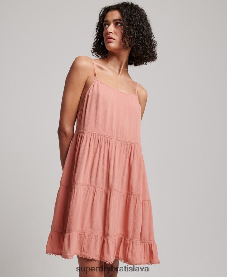 Superdry ženy mini plážové cami šaty 6B4ZTR2379 oblečenie Ružová