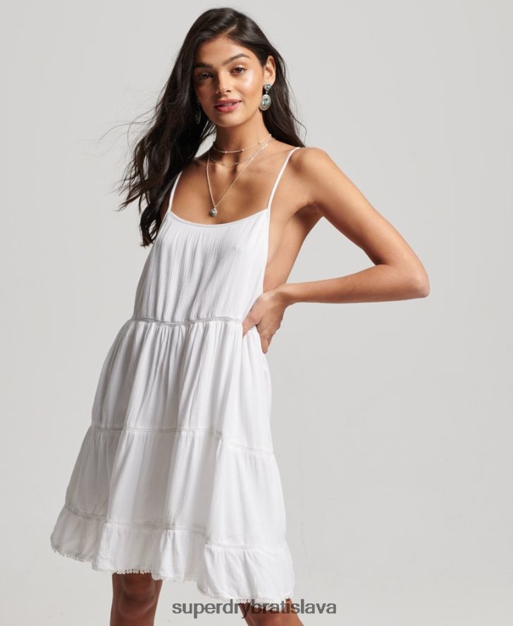 Superdry ženy mini plážové cami šaty 6B4ZTR2413 oblečenie biely