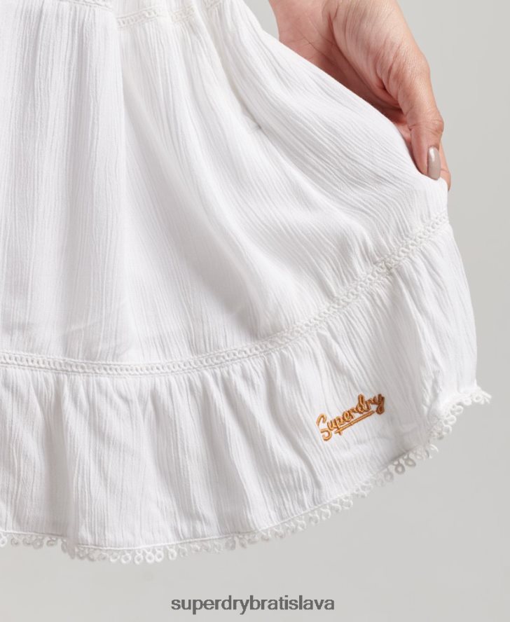 Superdry ženy mini plážové cami šaty 6B4ZTR2413 oblečenie biely