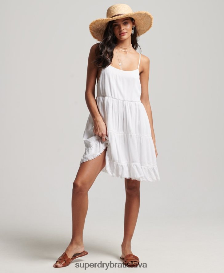 Superdry ženy mini plážové cami šaty 6B4ZTR2413 oblečenie biely