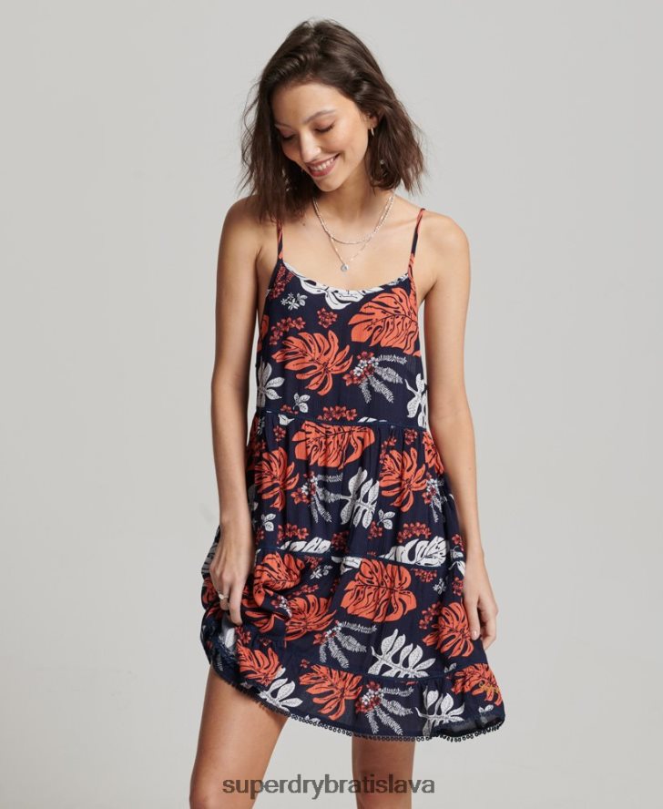 Superdry ženy mini plážové cami šaty 6B4ZTR2417 oblečenie námorníctvo