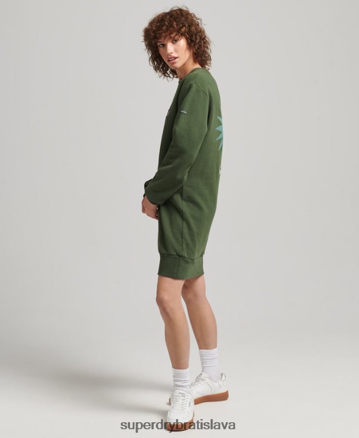 Superdry ženy nomádske ľudové mikinové šaty 6B4ZTR2534 oblečenie zelená