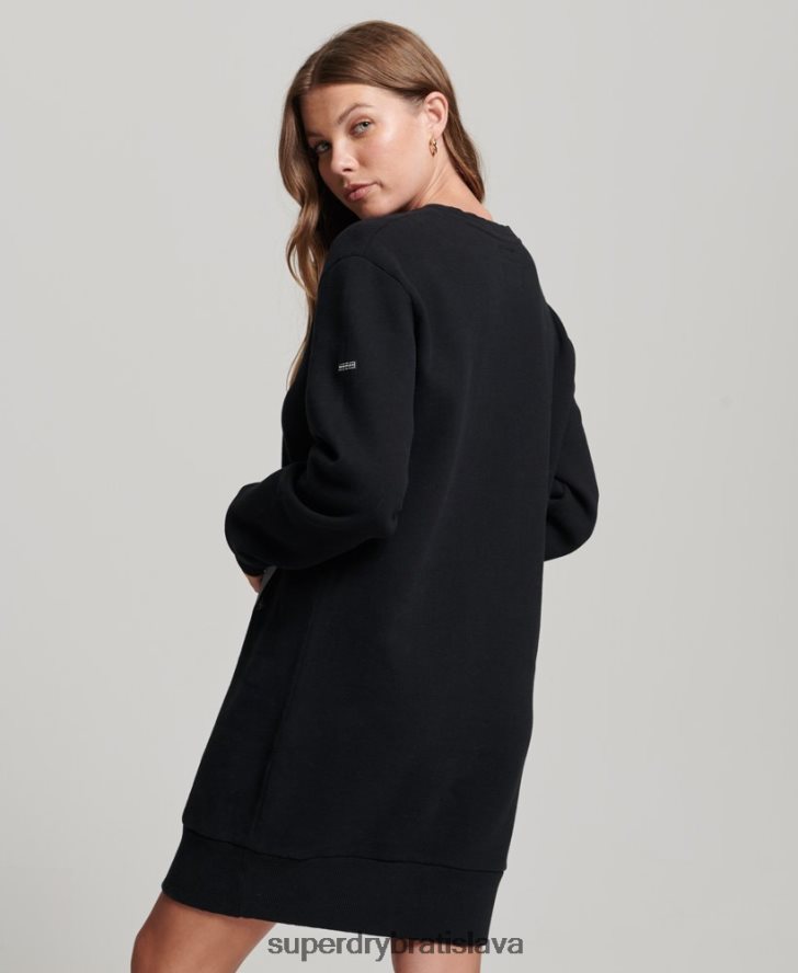 Superdry ženy nomádske ľudové mikinové šaty 6B4ZTR2542 oblečenie čierna