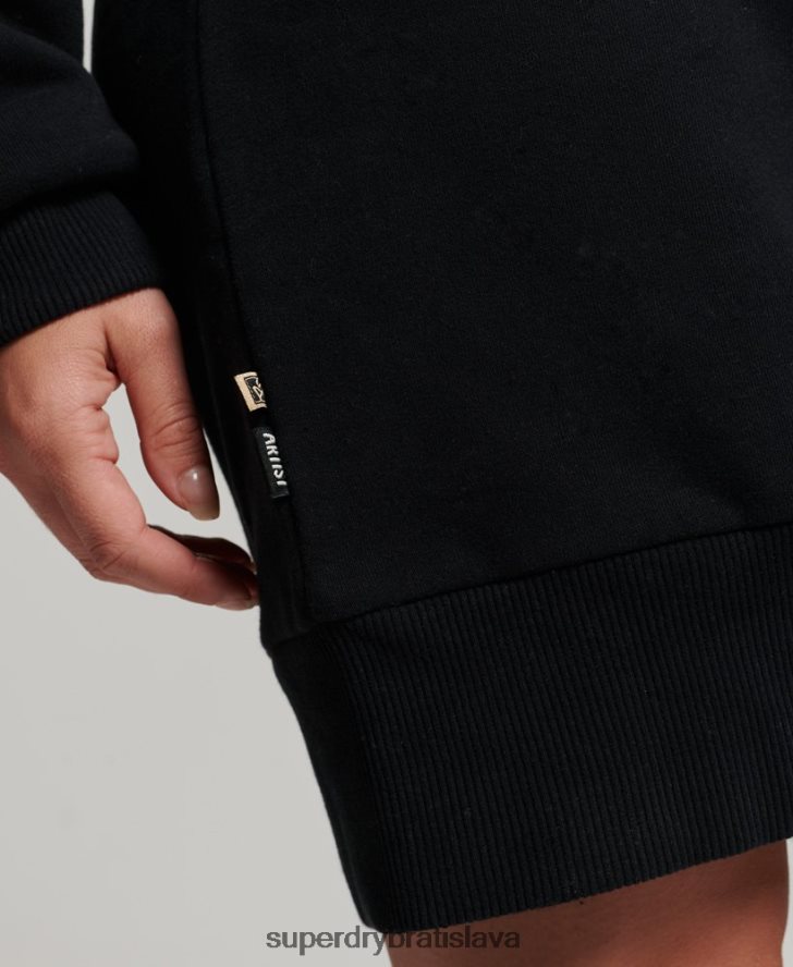 Superdry ženy nomádske ľudové mikinové šaty 6B4ZTR2542 oblečenie čierna