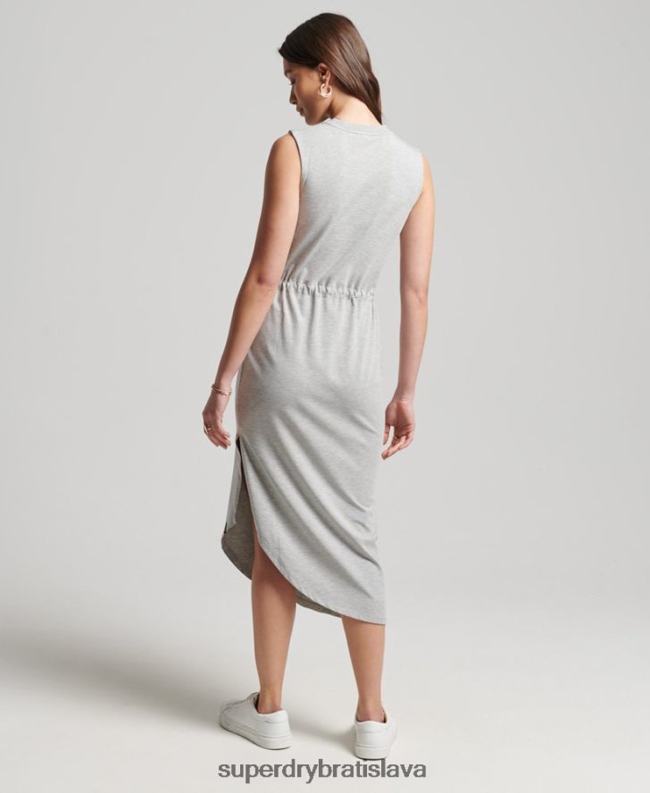 Superdry ženy studios jersey maxi šaty 6B4ZTR2526 oblečenie svetlo šedá