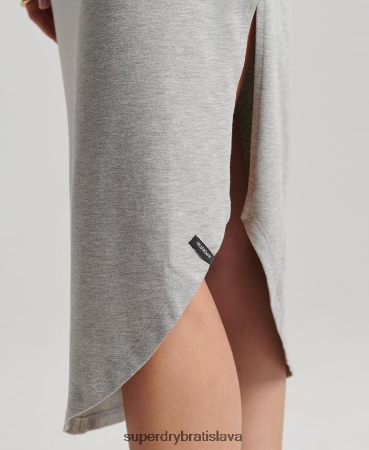 Superdry ženy studios jersey maxi šaty 6B4ZTR2526 oblečenie svetlo šedá
