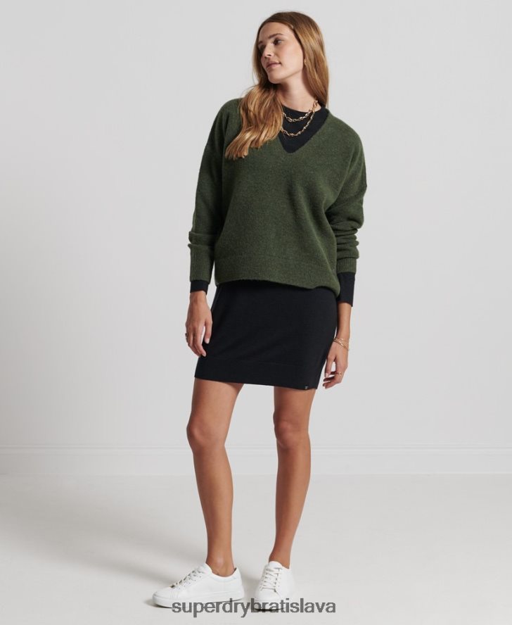 Superdry ženy studios merino pletené mini šaty 6B4ZTR2522 oblečenie čierna