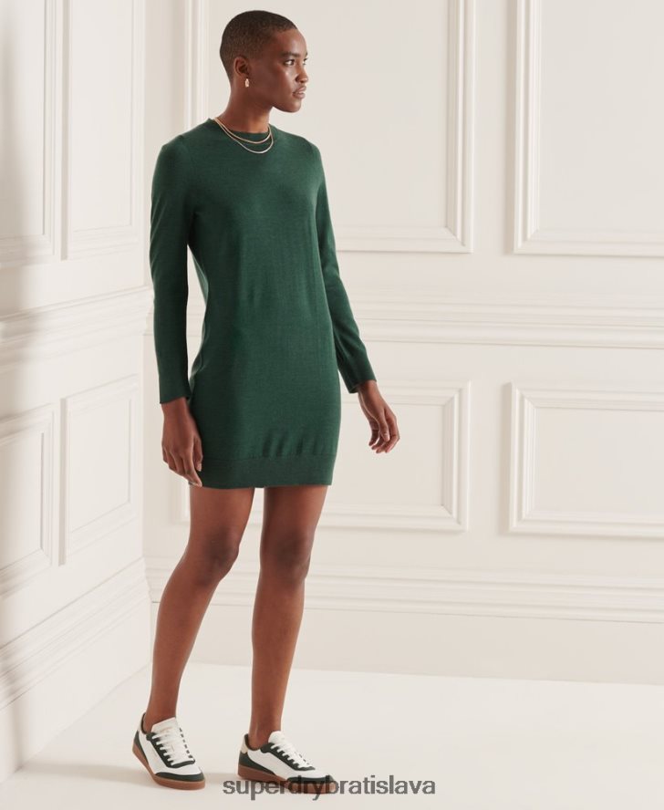 Superdry ženy studios merino pletené mini šaty 6B4ZTR6752 oblečenie zelená