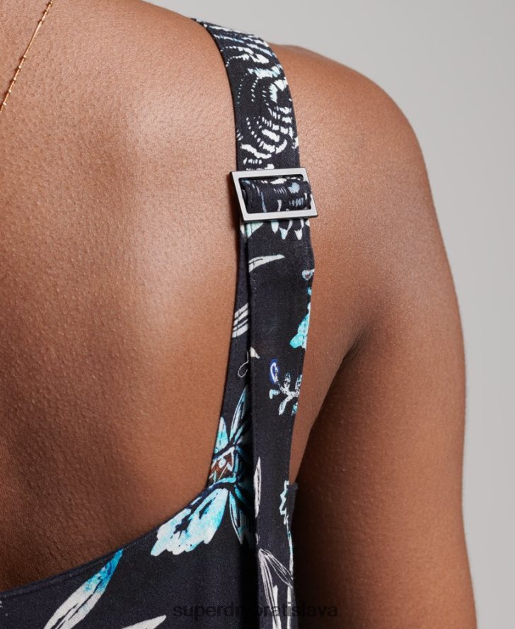 Superdry ženy štúdiové tkané maxi šaty 6B4ZTR2528 oblečenie námorníctvo