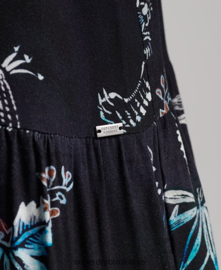 Superdry ženy štúdiové tkané maxi šaty 6B4ZTR2528 oblečenie námorníctvo
