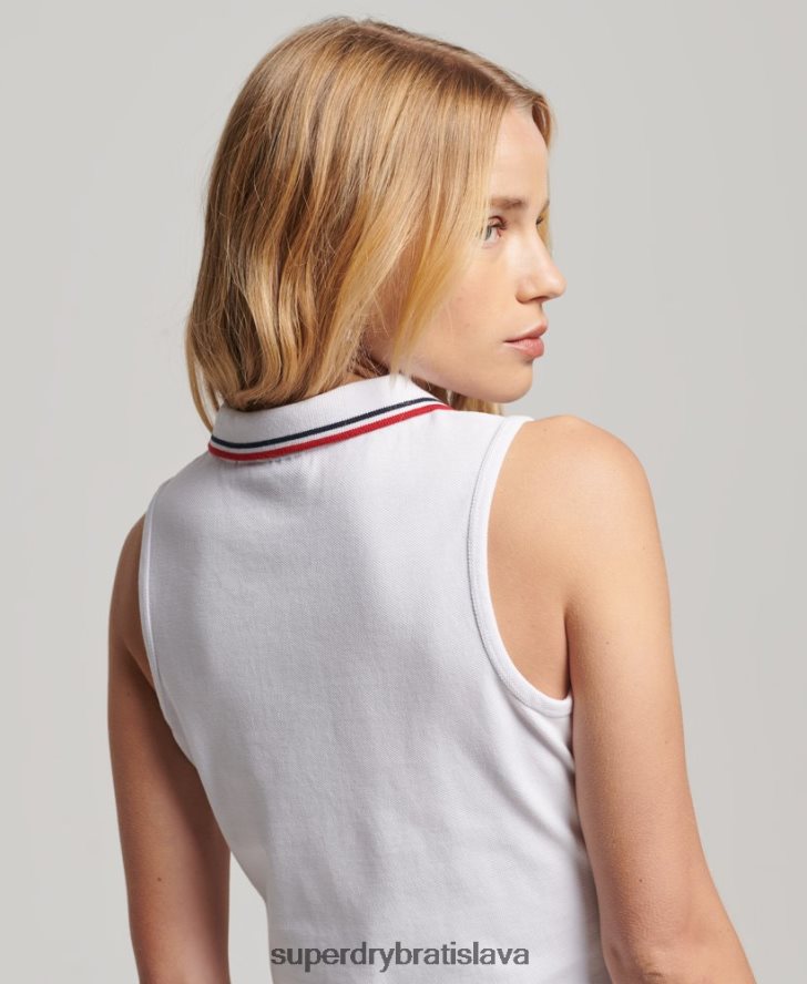 Superdry ženy tielkové polo šaty 6B4ZTR2505 oblečenie biely