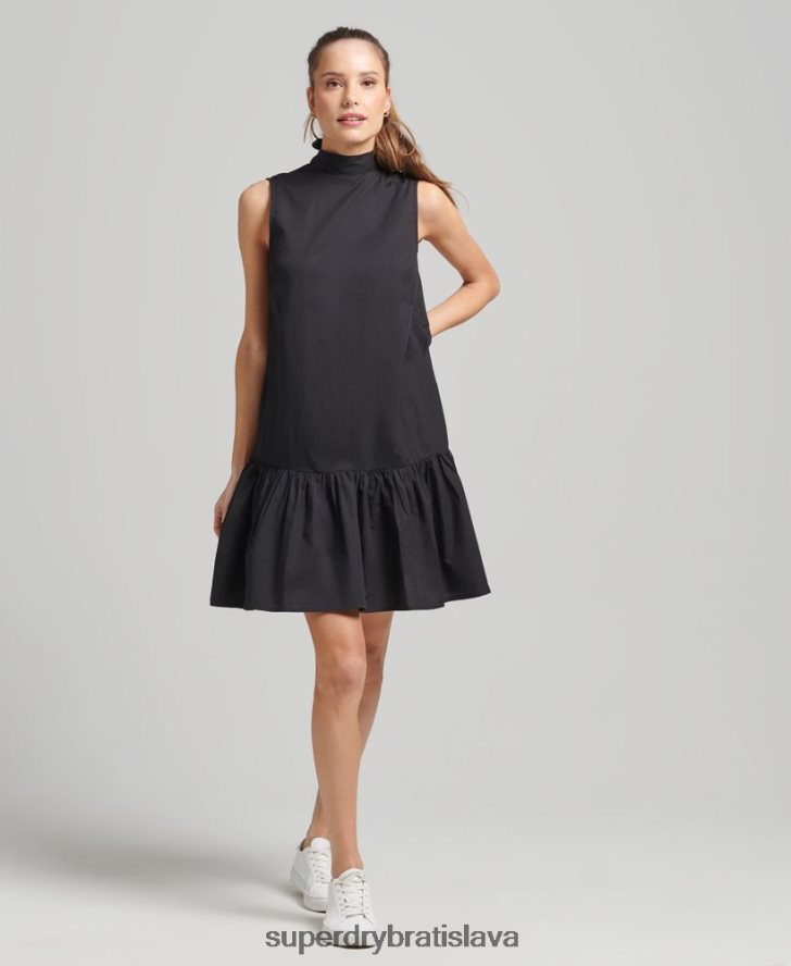 Superdry ženy tkané mini šaty 6B4ZTR2537 oblečenie čierna