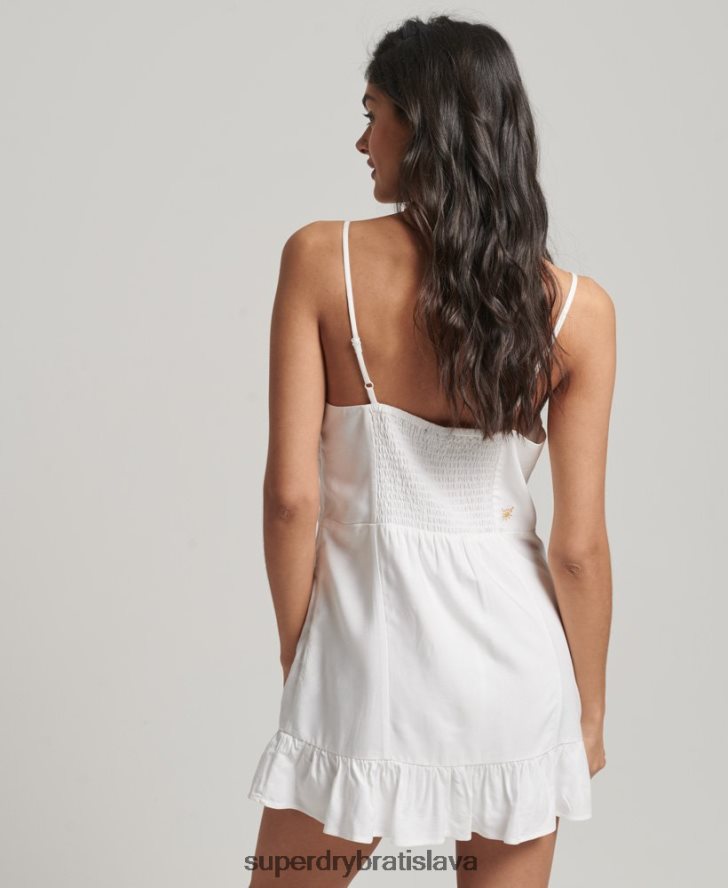 Superdry ženy vintage cami mini šaty 6B4ZTR1967 oblečenie biely