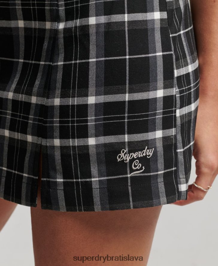 Superdry ženy vintage check cami mini šaty 6B4ZTR2435 oblečenie čierna