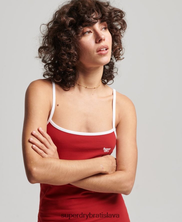 Superdry ženy vintage džersejové košieľkové šaty 6B4ZTR2507 oblečenie červená