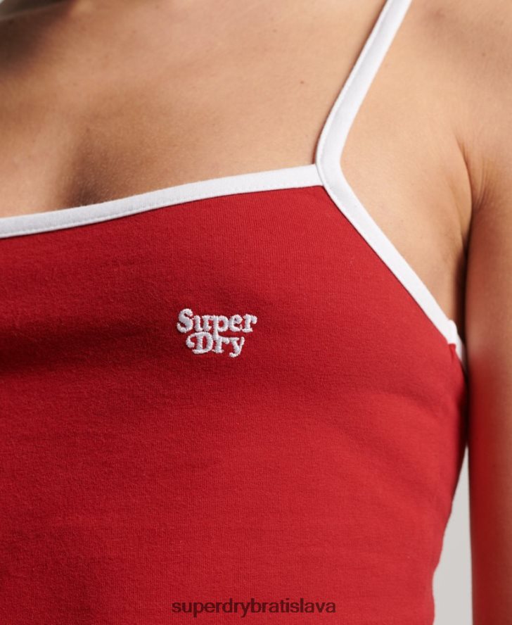 Superdry ženy vintage džersejové košieľkové šaty 6B4ZTR2507 oblečenie červená