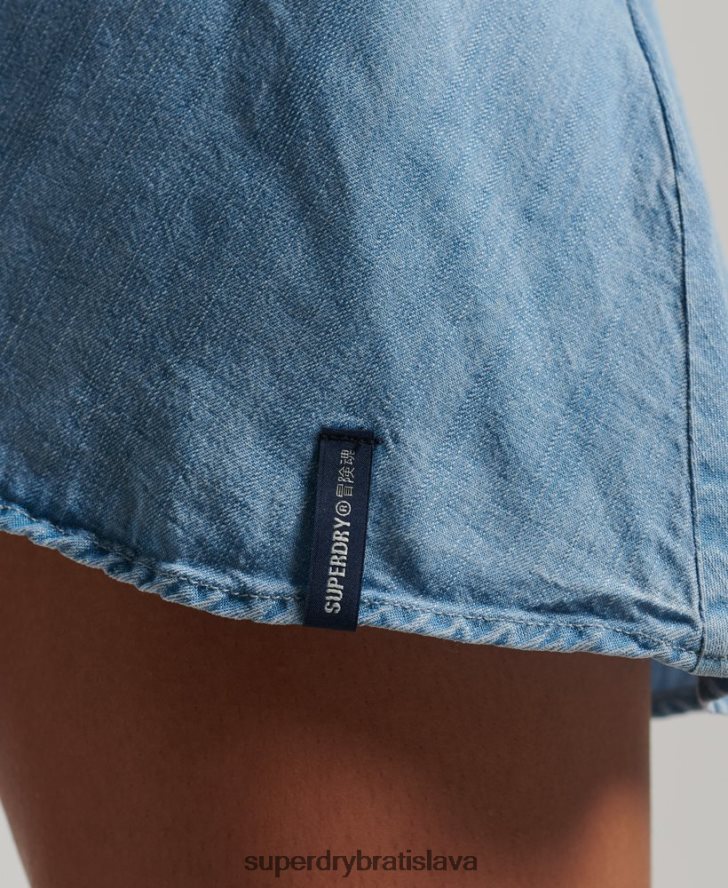 Superdry ženy vintage mini zavinovacie šaty 6B4ZTR2546 oblečenie Modrá