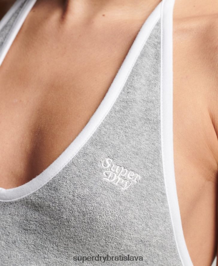 Superdry ženy vintage ohlávkové šaty s výstrihom 6B4ZTR2222 oblečenie sivá