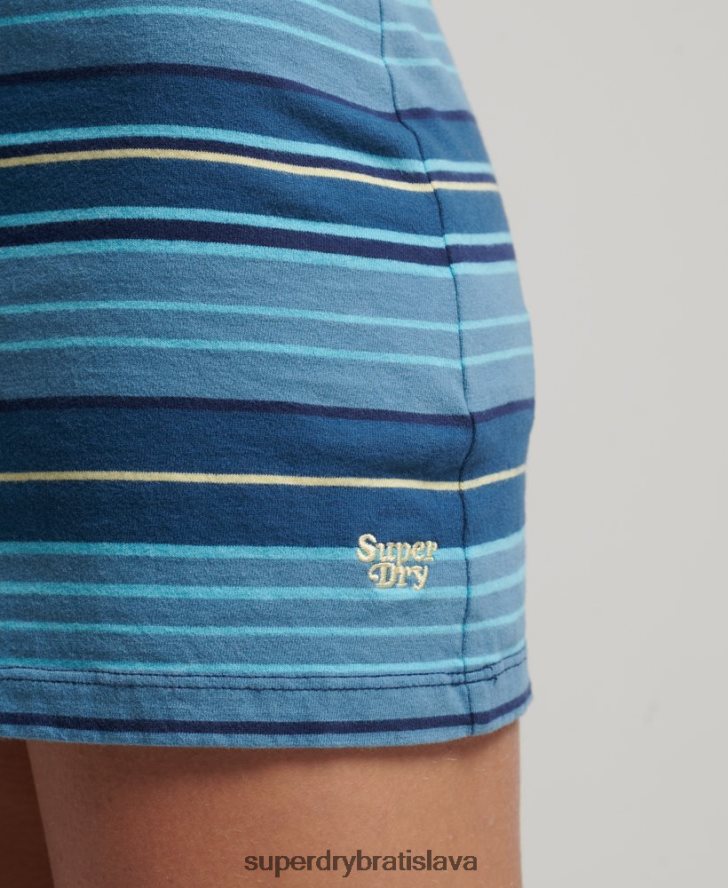 Superdry ženy vintage pruhované pretekárske šaty 6B4ZTR2431 oblečenie hnedá
