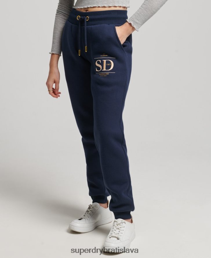 Superdry ženy Luxusné vyšívané logo joggers 6B4ZTR6740 oblečenie námorníctvo