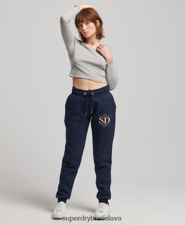 Superdry ženy Luxusné vyšívané logo joggers 6B4ZTR6740 oblečenie námorníctvo