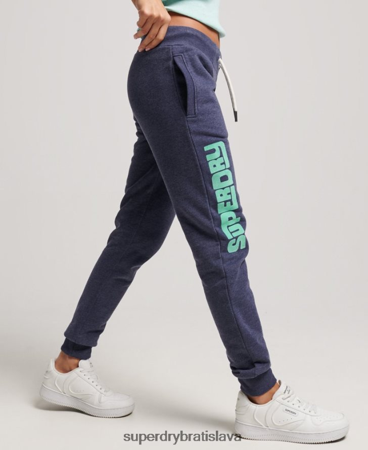 Superdry ženy cali výrez nečesané joggery 6B4ZTR3916 oblečenie námorníctvo