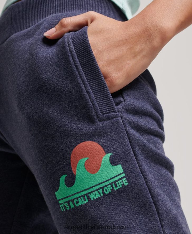 Superdry ženy cali výrez nečesané joggery 6B4ZTR3916 oblečenie námorníctvo