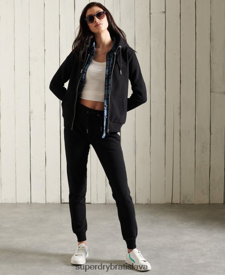Superdry ženy oranžová etiketa klasické joggery 6B4ZTR3947 oblečenie čierna