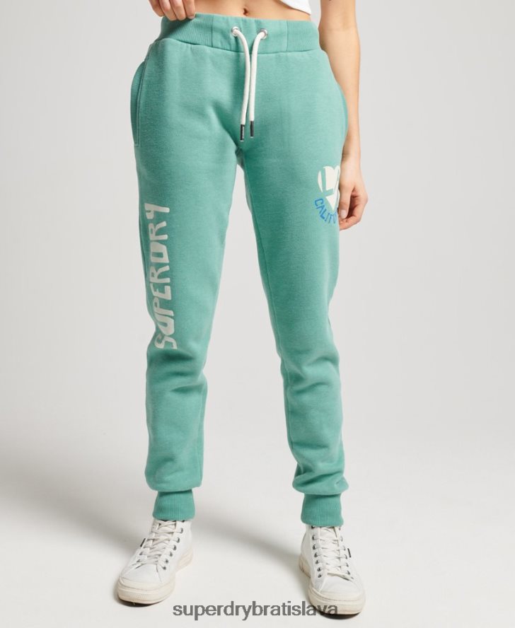 Superdry ženy vintage cali vystrihnuté joggery 6B4ZTR2269 oblečenie zelená