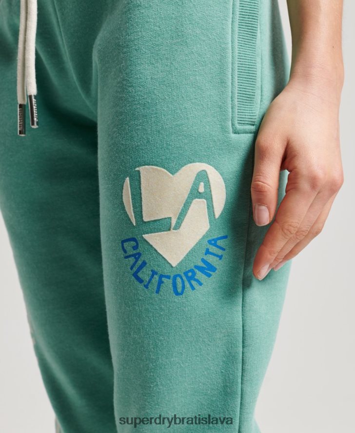 Superdry ženy vintage cali vystrihnuté joggery 6B4ZTR2269 oblečenie zelená