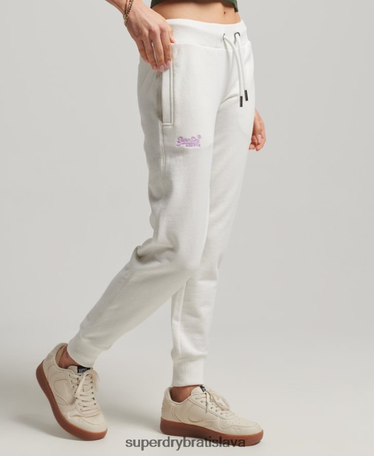 Superdry ženy vintage logo vyšívané joggery 6B4ZTR2308 oblečenie biely