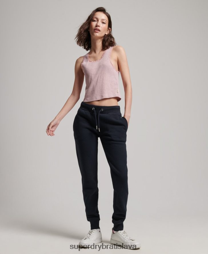 Superdry ženy vintage logo vyšívané joggery 6B4ZTR3906 oblečenie námorníctvo