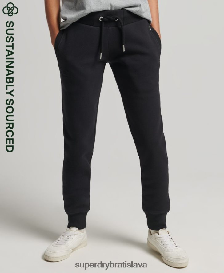 Superdry ženy vyšívané joggers vintage logom z organickej bavlny 6B4ZTR3927 oblečenie čierna