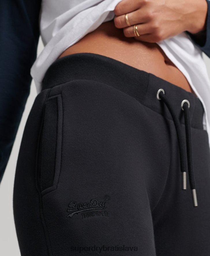 Superdry ženy vyšívané joggers vintage logom z organickej bavlny 6B4ZTR3930 oblečenie čierna