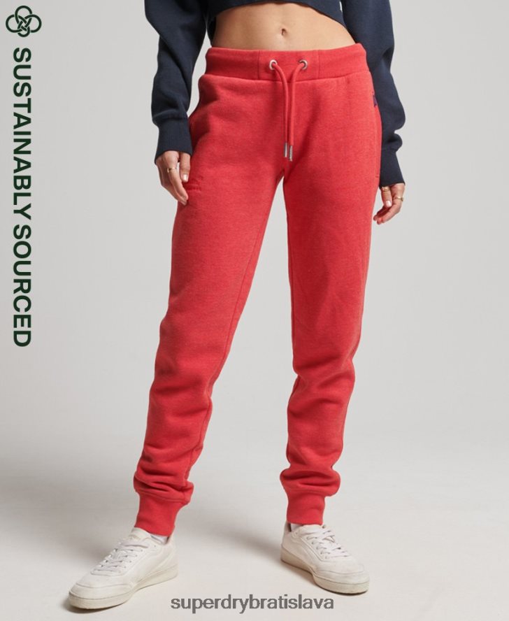 Superdry ženy vyšívané joggers vintage logom z organickej bavlny 6B4ZTR6579 oblečenie červená
