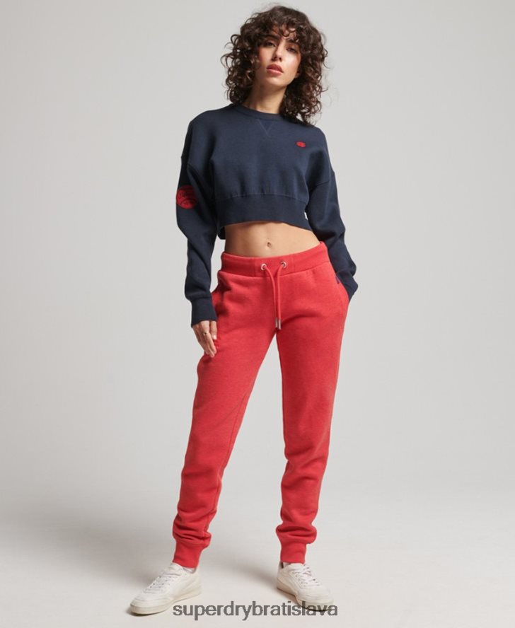 Superdry ženy vyšívané joggers vintage logom z organickej bavlny 6B4ZTR6579 oblečenie červená