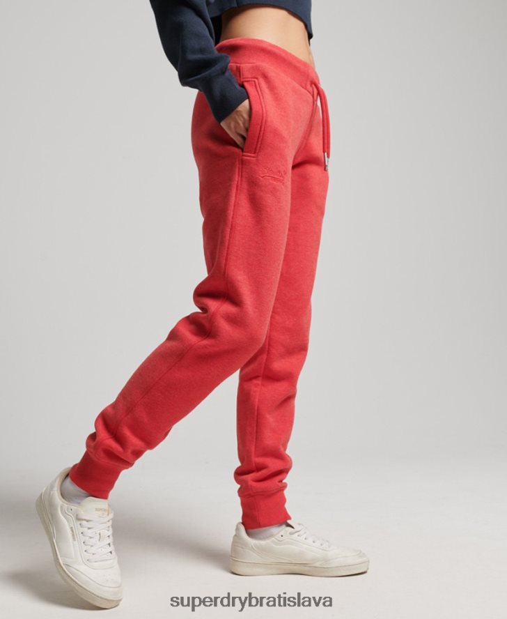 Superdry ženy vyšívané joggers vintage logom z organickej bavlny 6B4ZTR6579 oblečenie červená