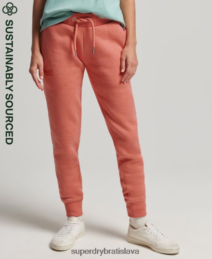 Superdry ženy vyšívané joggers vintage logom z organickej bavlny 6B4ZTR6580 oblečenie koralový